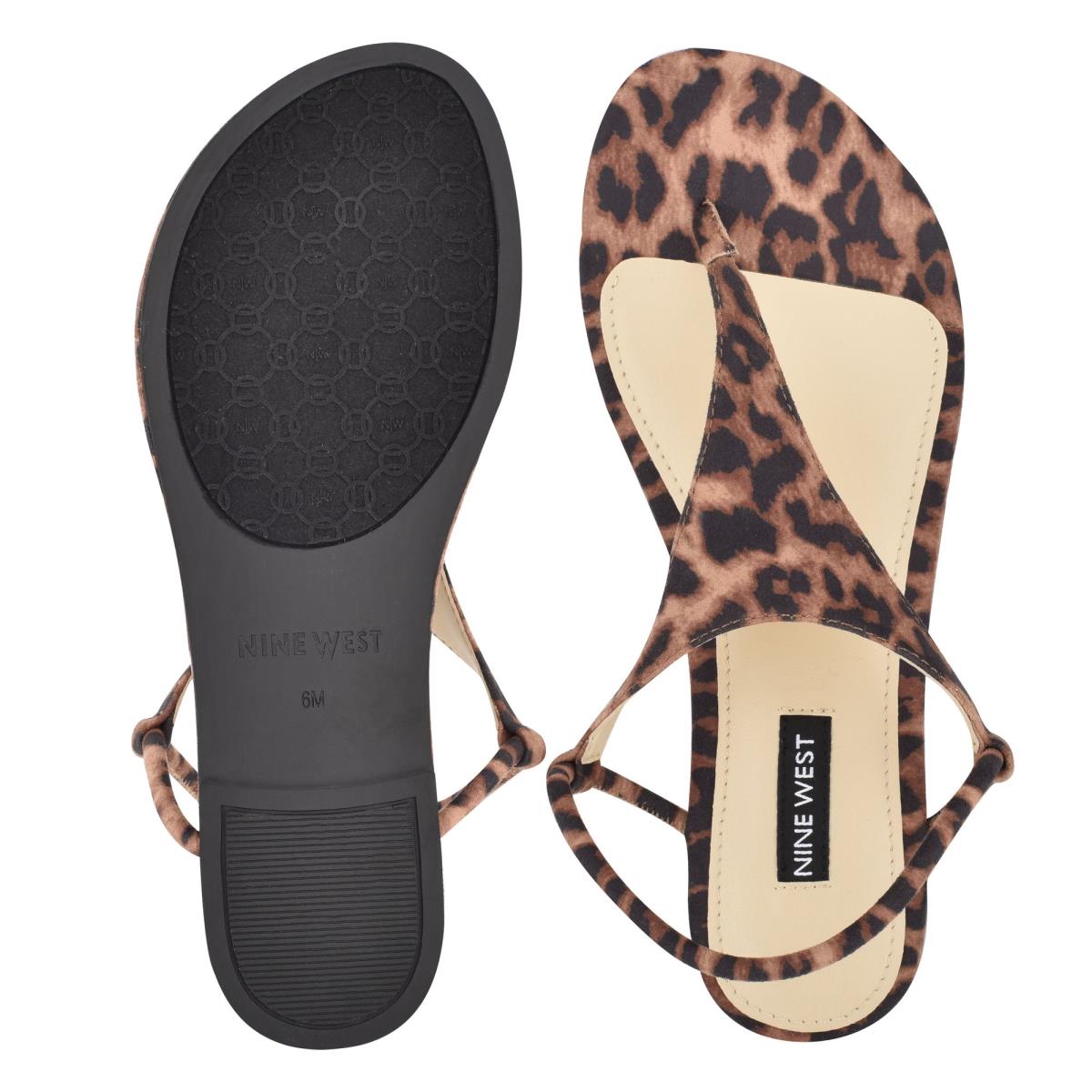 Leopard Women's Nine West Braydin Stretch Flat Sandals | DIOS73029