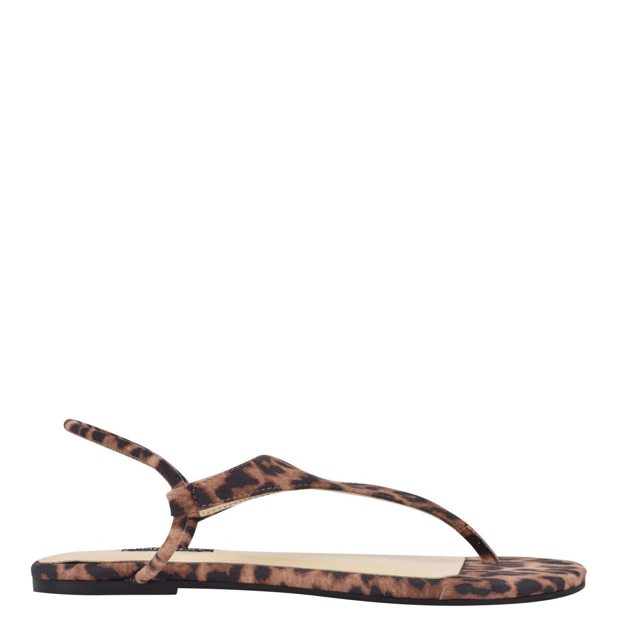 Leopard Women\'s Nine West Braydin Stretch Flat Sandals | DIOS73029