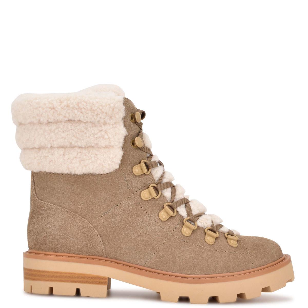 Light Beige Women\'s Nine West Rima Combat Lug Sole Booties | URIC24936