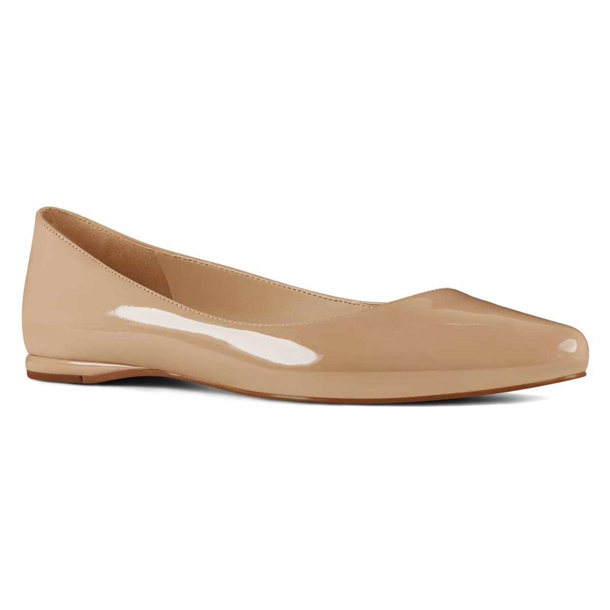 Light Beige Women's Nine West Speakup Almond Toe Flats | GTLY67891