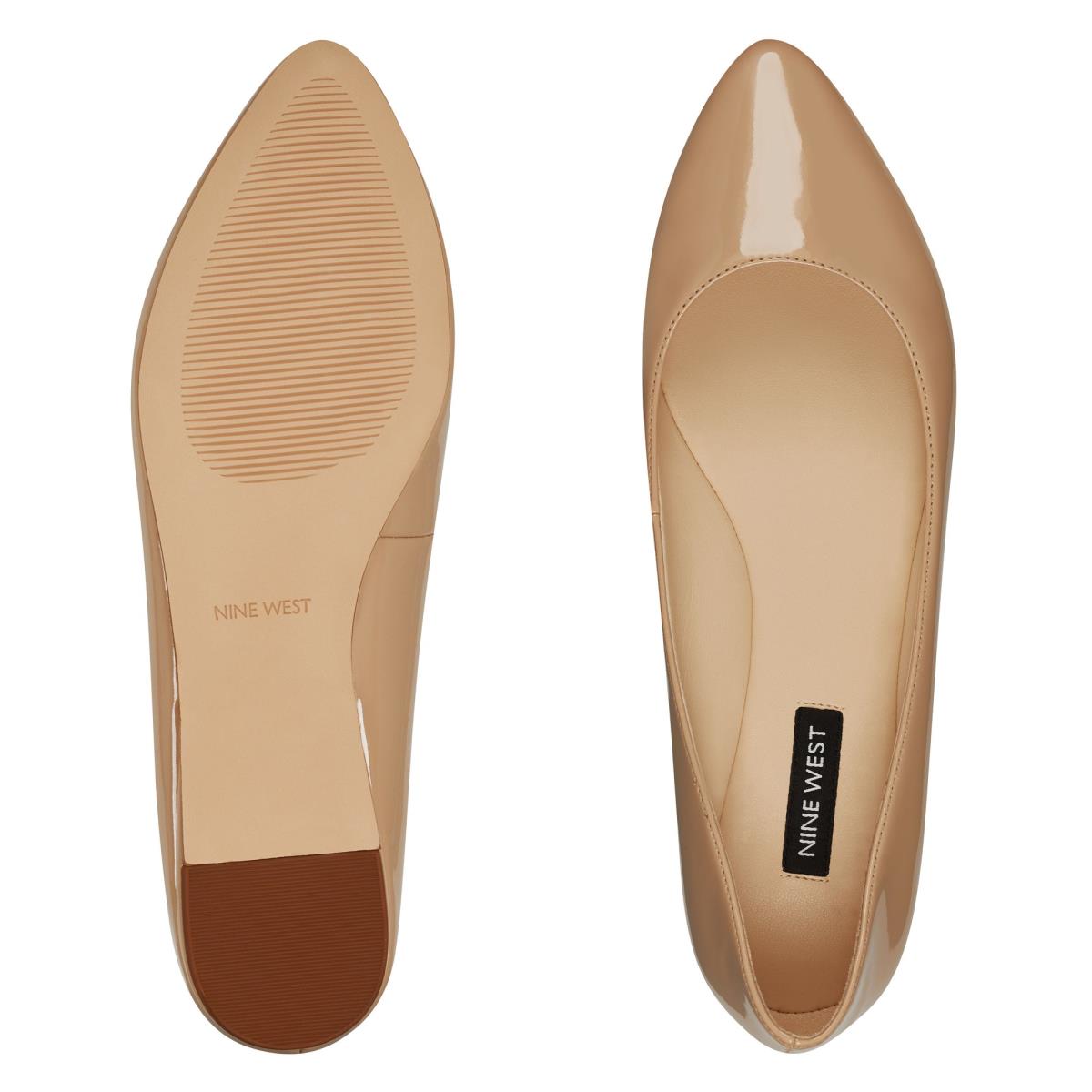 Light Beige Women's Nine West Speakup Almond Toe Flats | GTLY67891