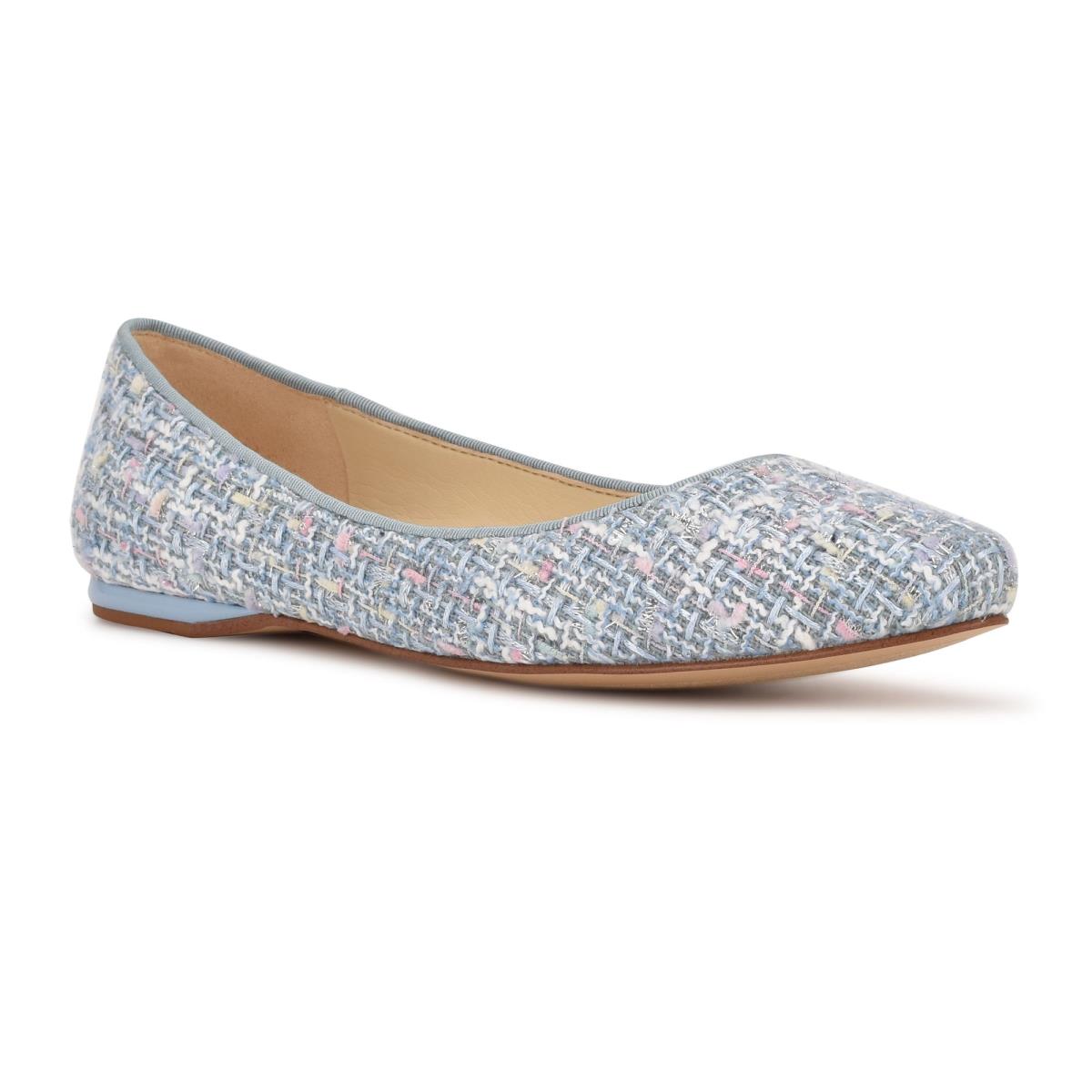 Light Blue Women's Nine West Speakup Almond Toe Ballet Flats | NCEF70538