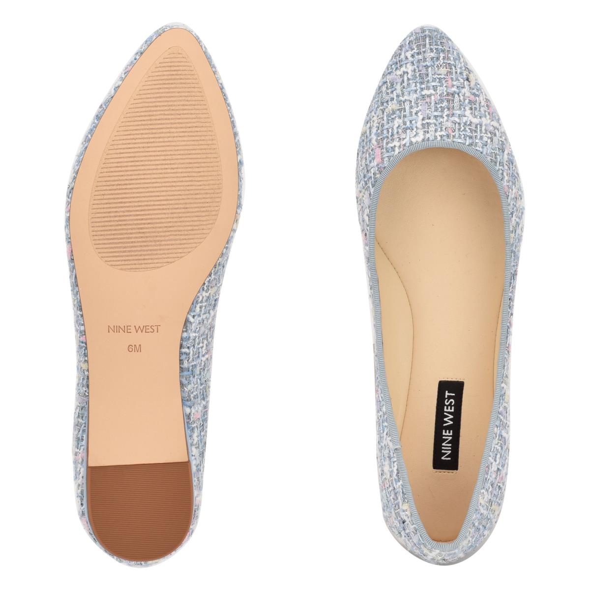 Light Blue Women's Nine West Speakup Almond Toe Ballet Flats | NCEF70538