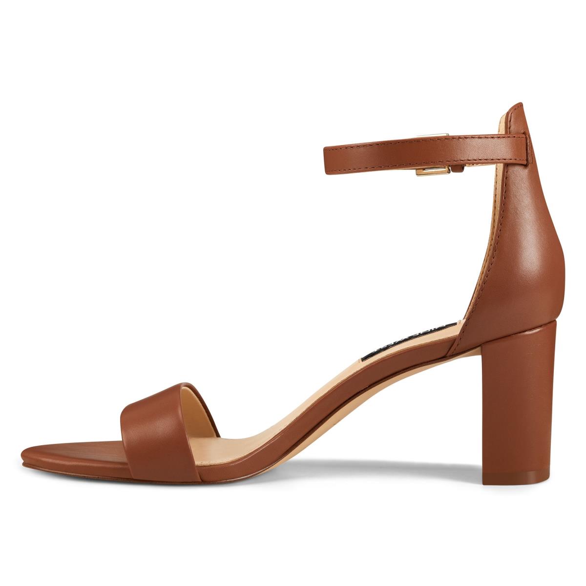 Light Brown Women's Nine West Pruce Ankle Strap Block Heels Sandals | PAYM08465