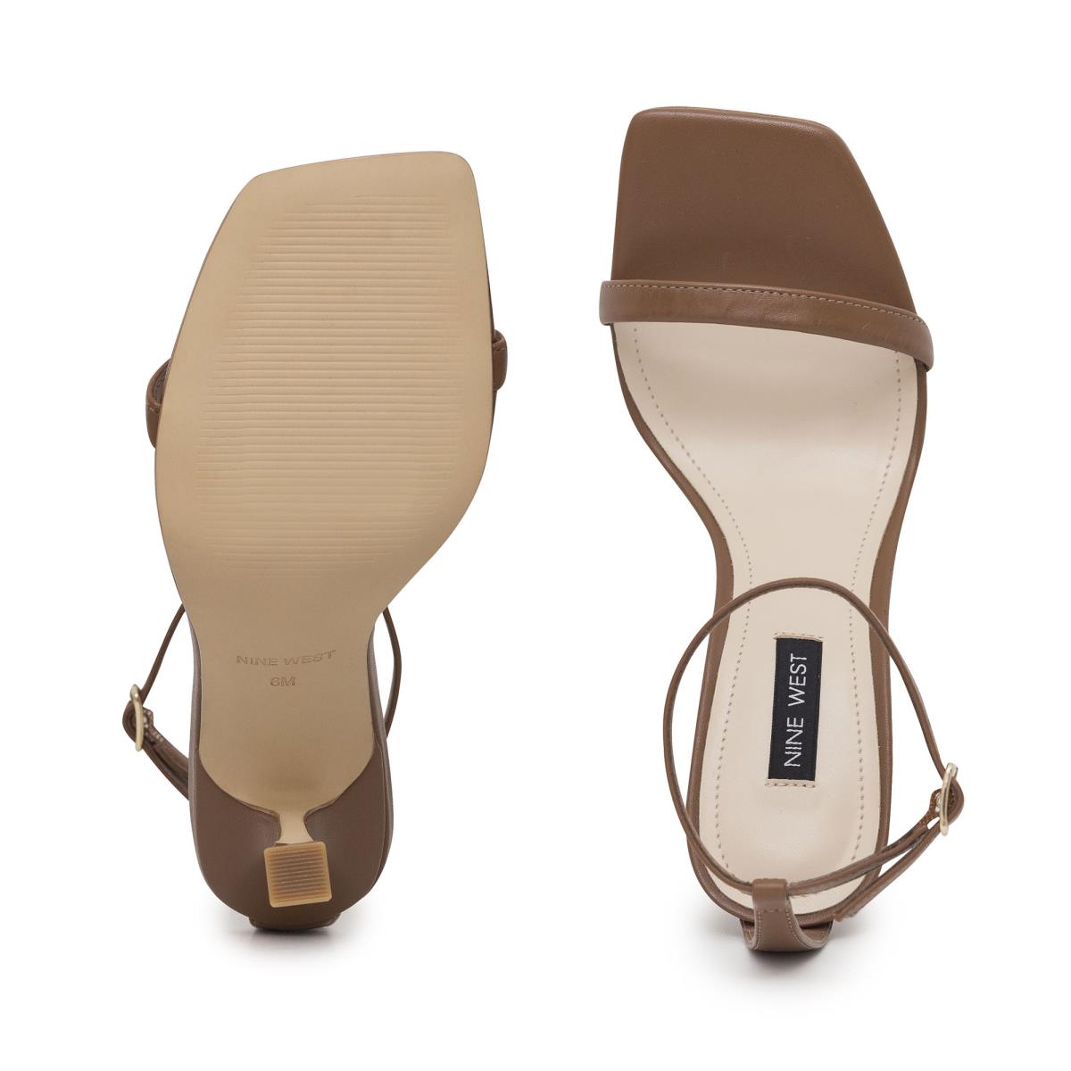 Light Brown Women's Nine West Yess Ankle Strap Sandals | QFTL01546