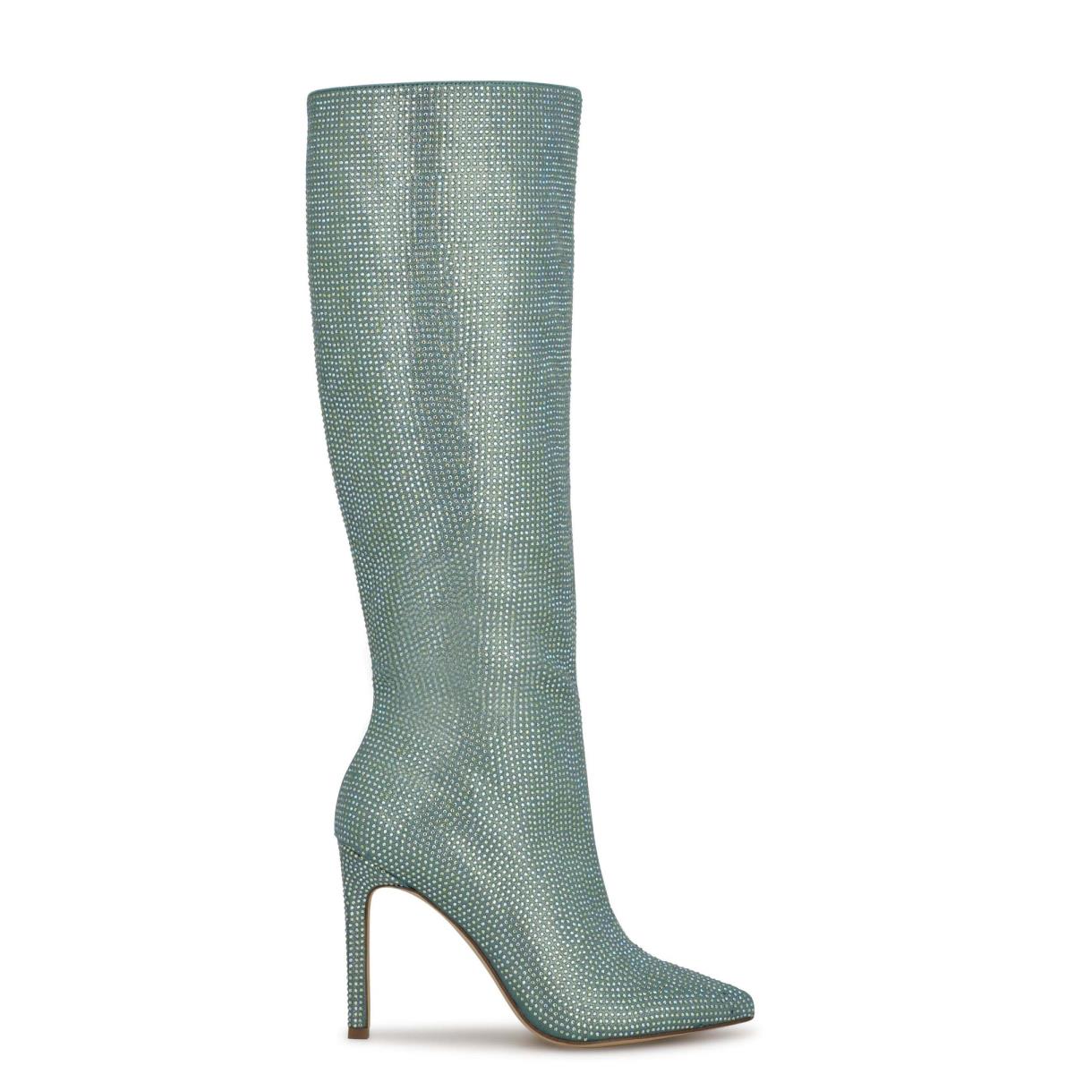 Light Green Women\'s Nine West Tysh Rhinestone Dress Boots | RTKX46038