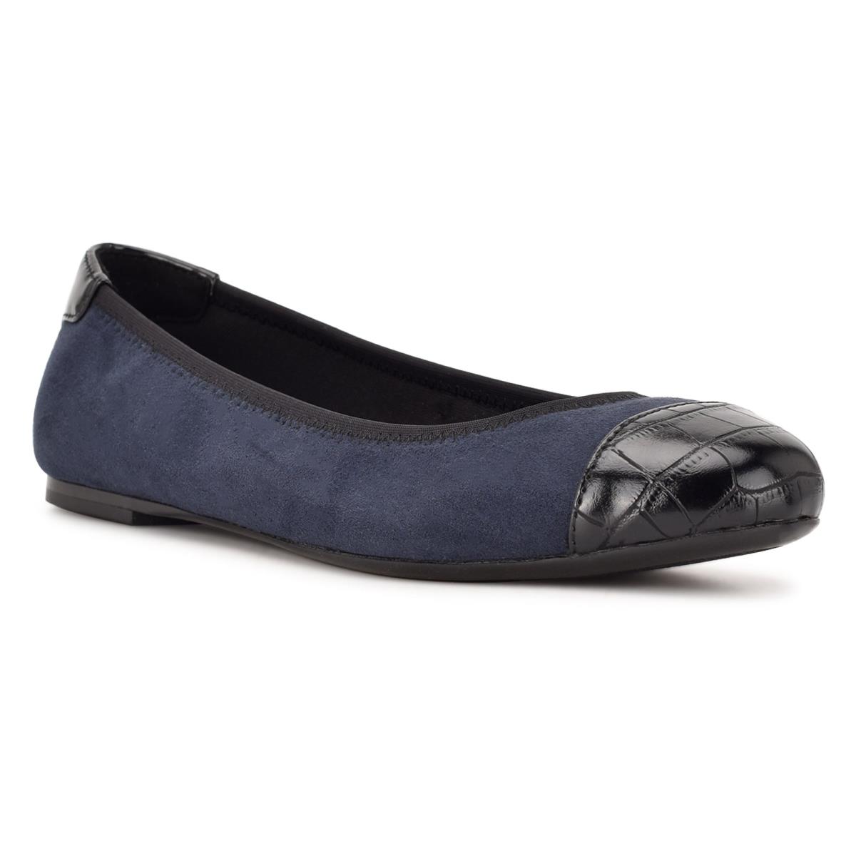 Navy Women's Nine West Capted Ballet Ballet Flats | WFYX07546