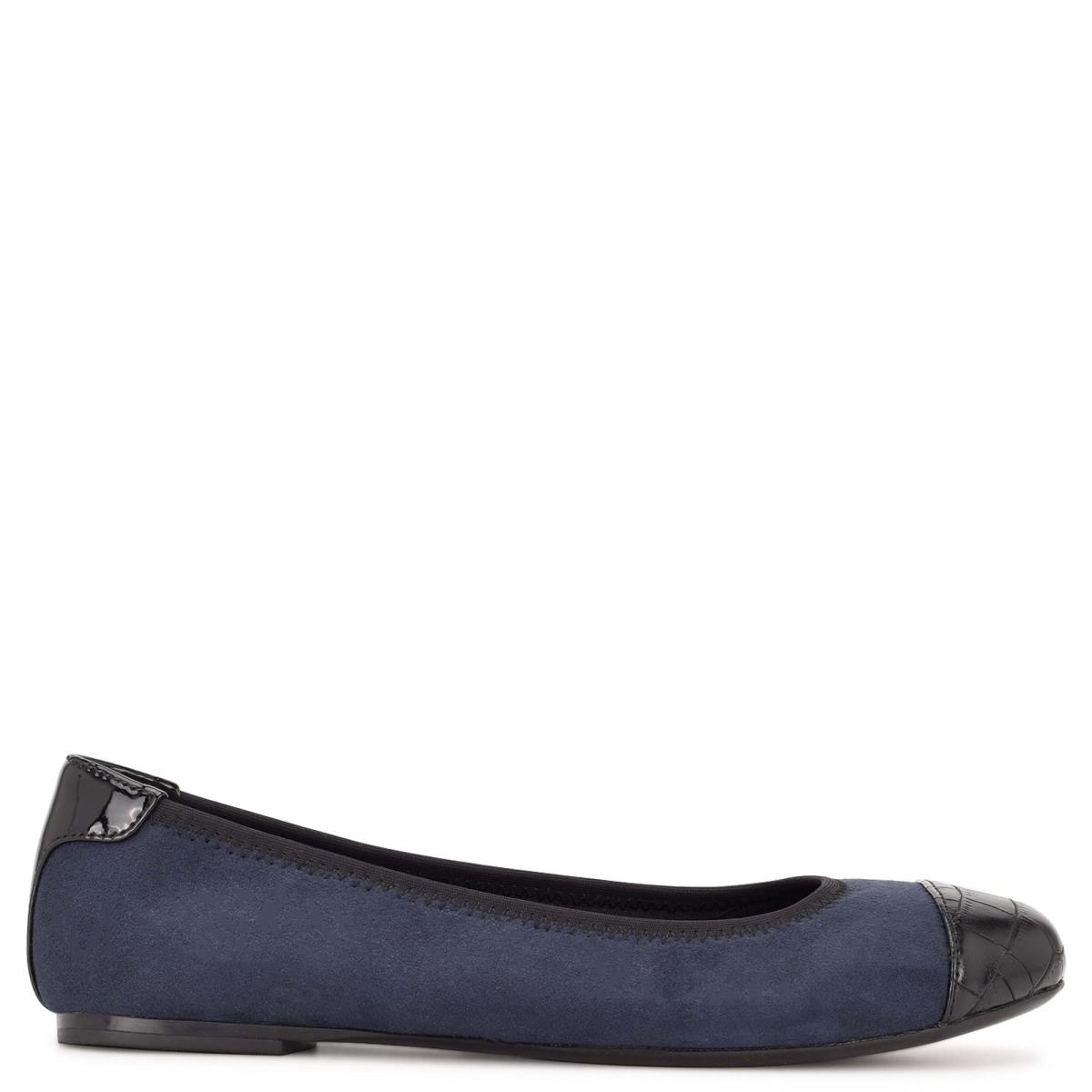 Navy Women\'s Nine West Capted Ballet Ballet Flats | WFYX07546