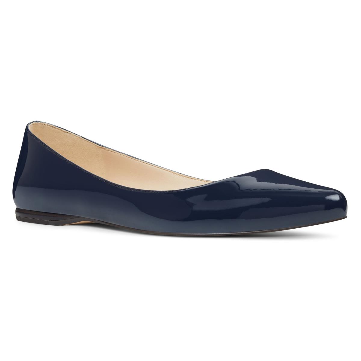 Navy Women's Nine West Speakup Almond Toe Flats | PRYN07253