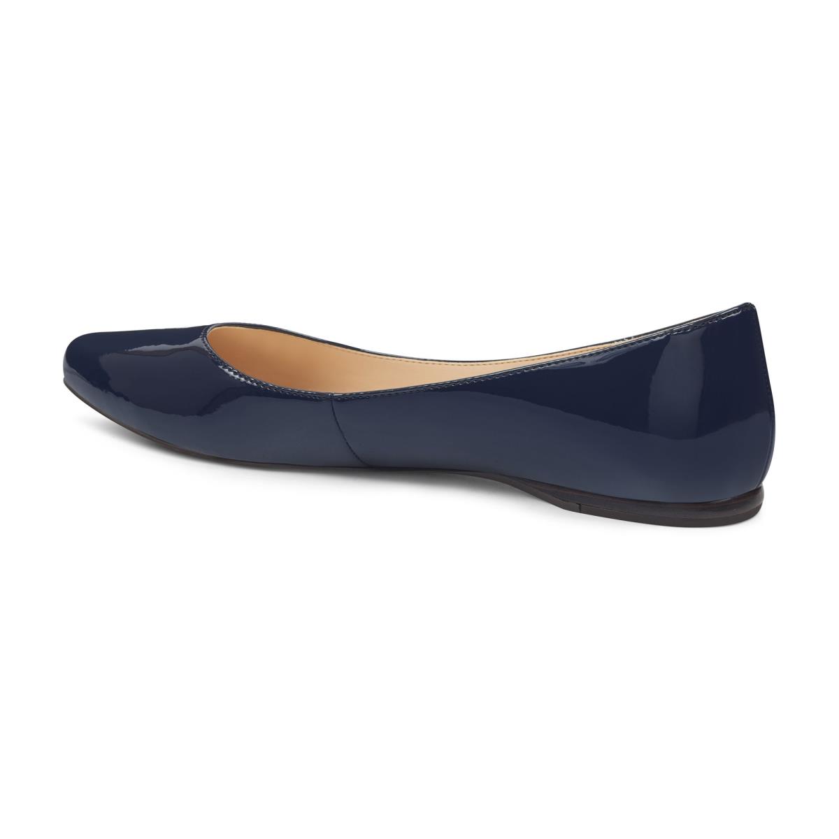 Navy Women's Nine West Speakup Almond Toe Flats | PRYN07253