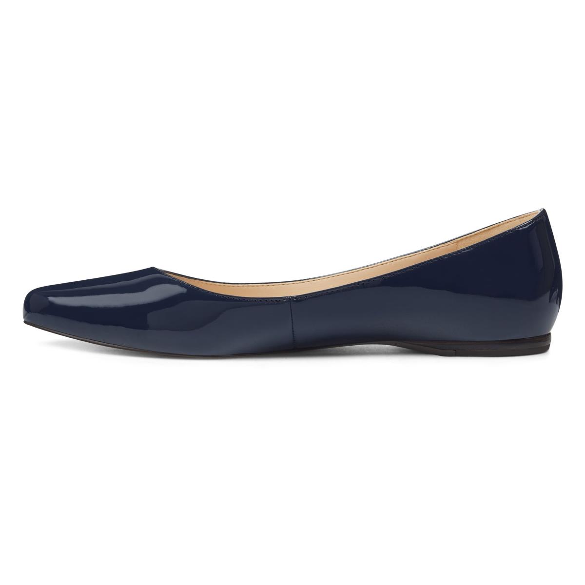 Navy Women's Nine West Speakup Almond Toe Flats | PRYN07253