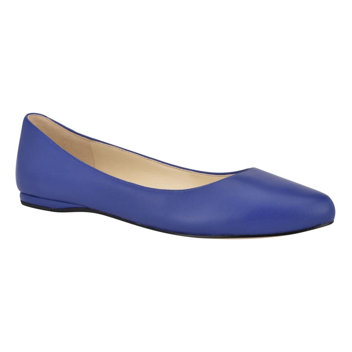 Navy Women's Nine West Speakup Almond Toe Ballet Flats | VBDO65217