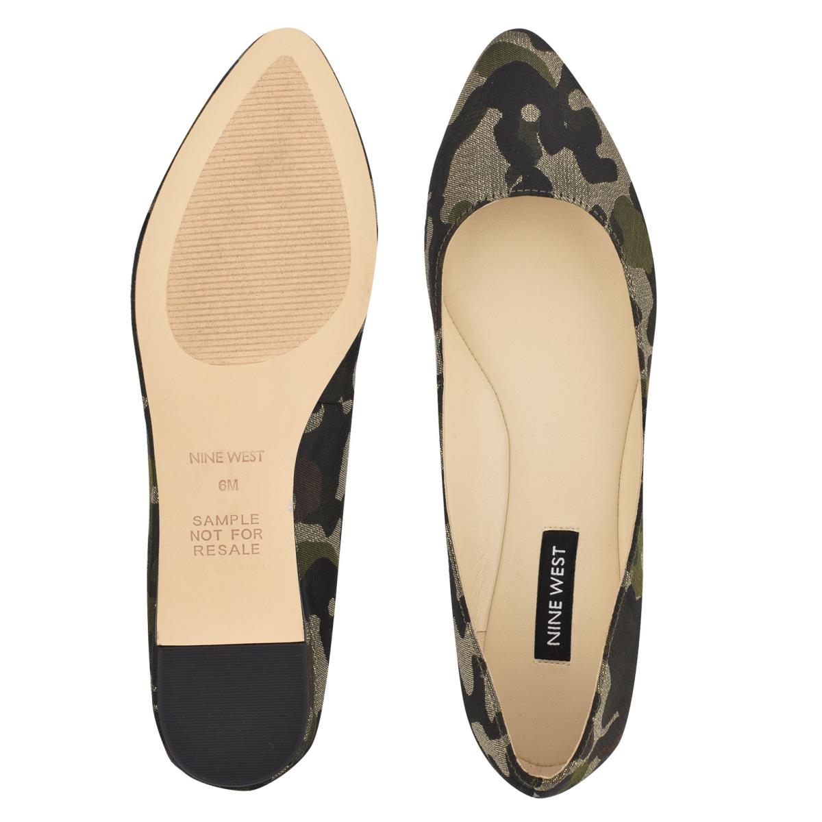 Olive Women's Nine West Speakup Almond Toe Ballet Flats | DXUK89543