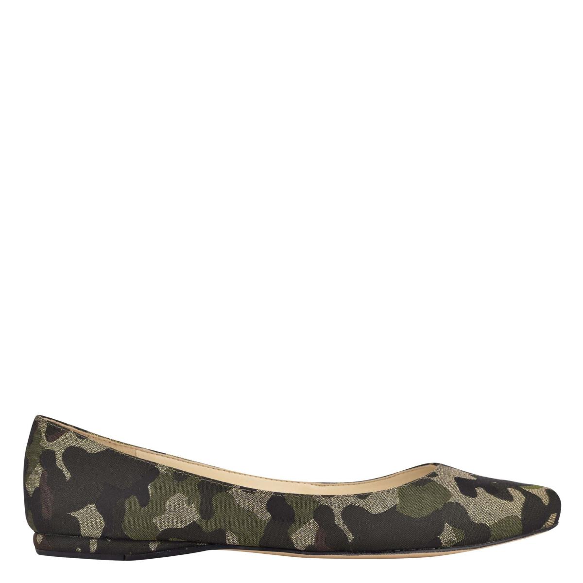 Olive Women\'s Nine West Speakup Almond Toe Ballet Flats | DXUK89543