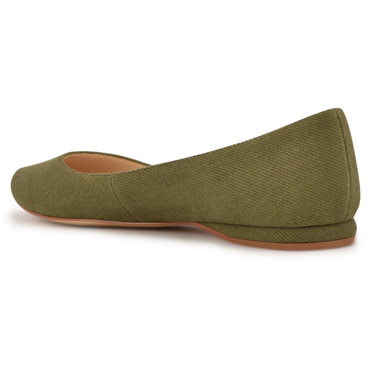 Olive Women's Nine West Speakup Almond Toe Ballet Flats | VTNH87106