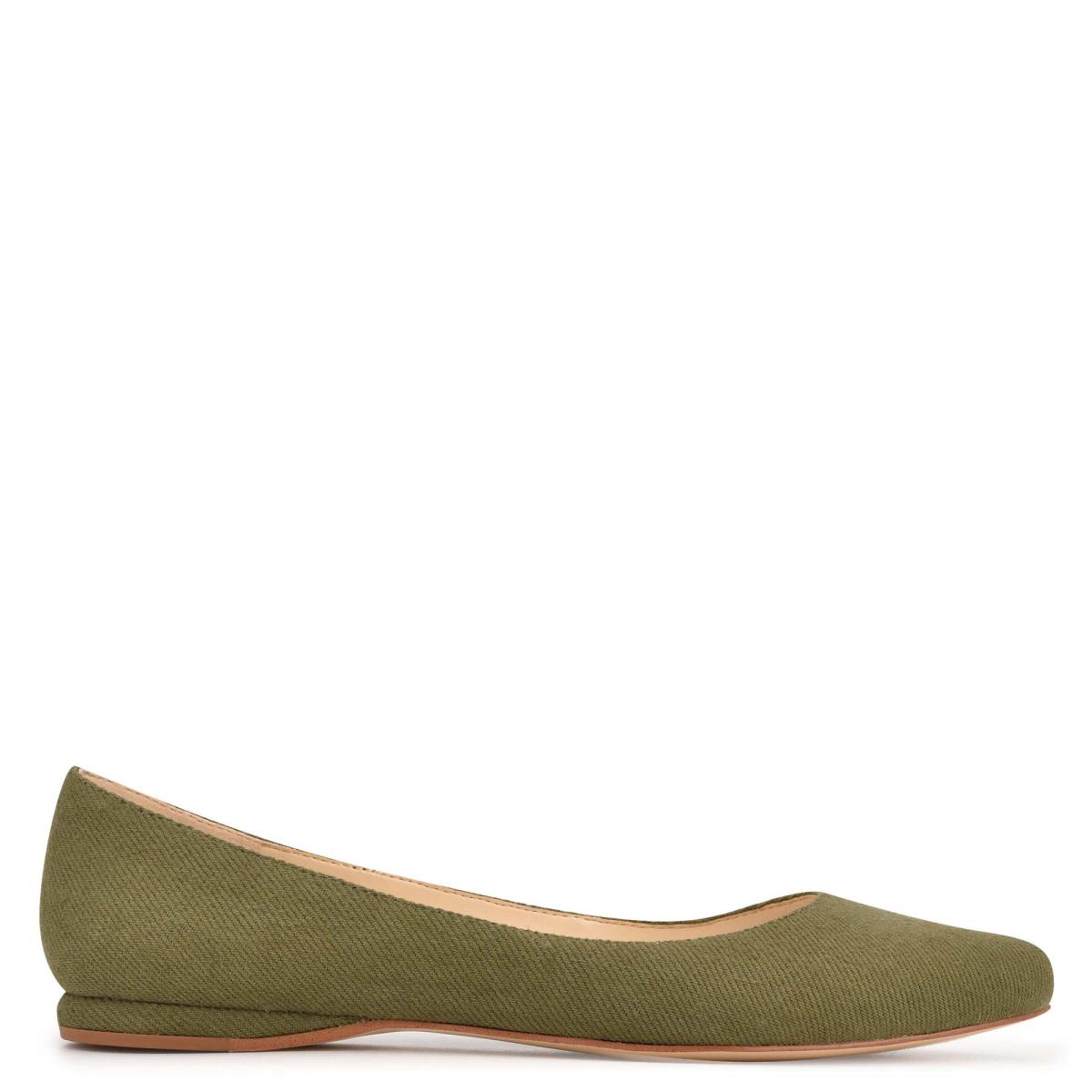 Olive Women\'s Nine West Speakup Almond Toe Ballet Flats | VTNH87106