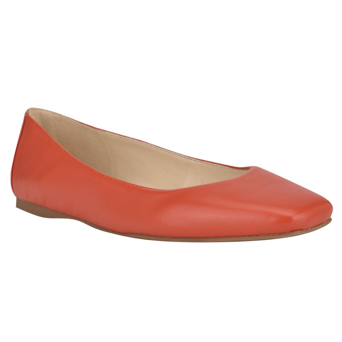 Orange Women's Nine West Alena Square-Toe Ballet Flats | JKBD20153