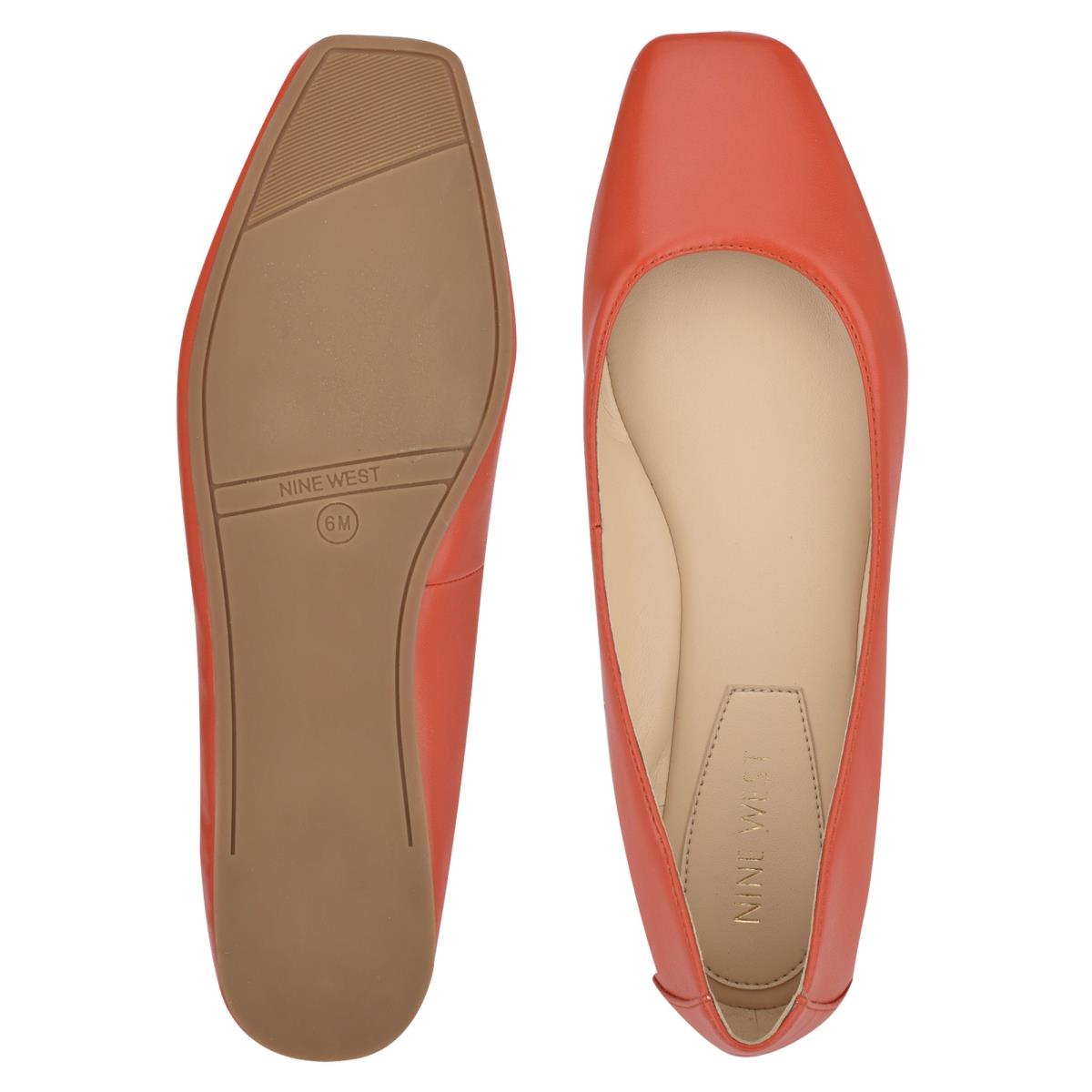 Orange Women's Nine West Alena Square-Toe Ballet Flats | JKBD20153