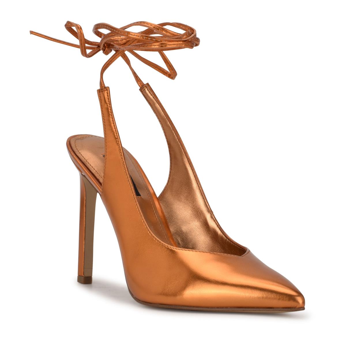 Orange Women's Nine West Talon Ankle Wrap Dress Pumps | IAPK70891