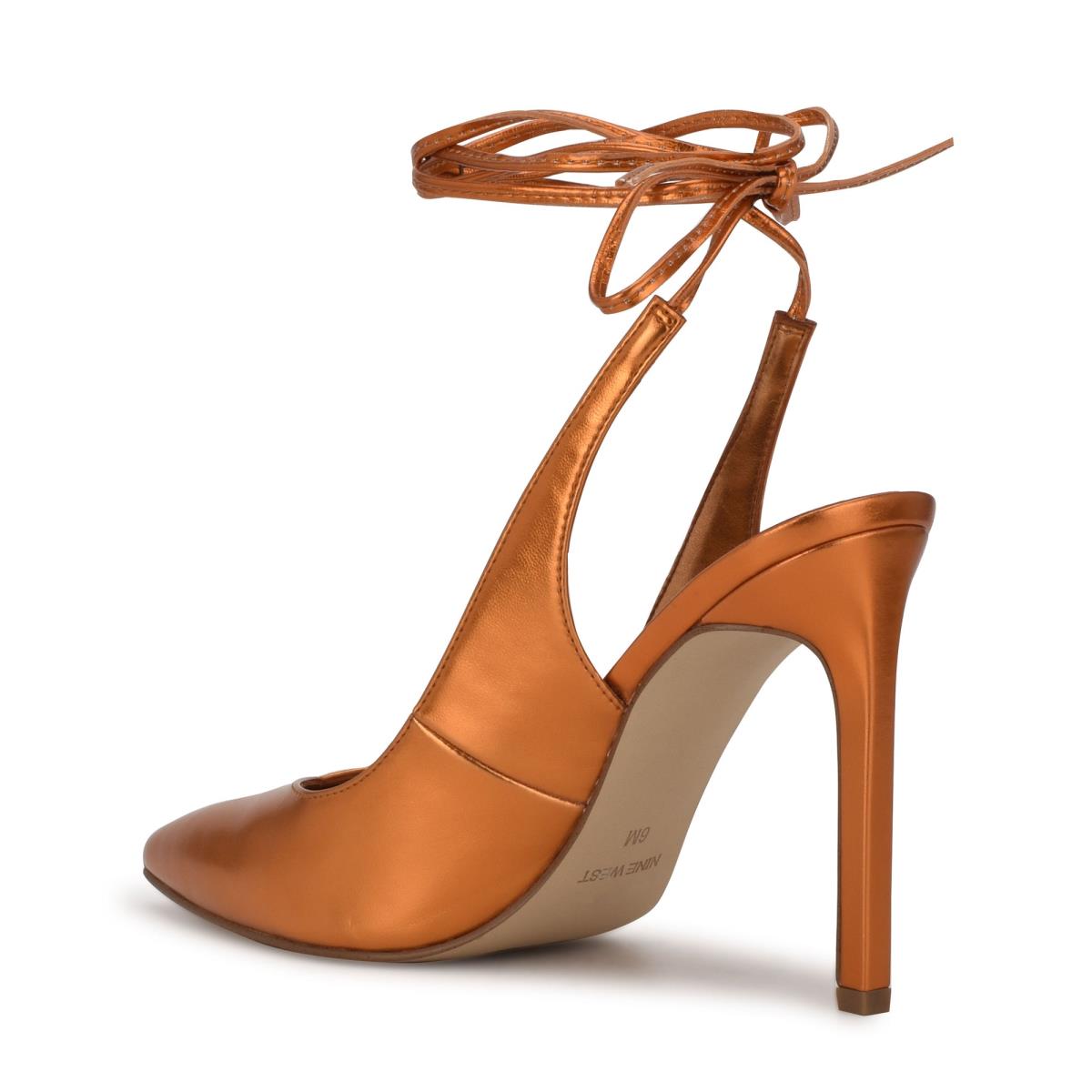 Orange Women's Nine West Talon Ankle Wrap Dress Pumps | IAPK70891