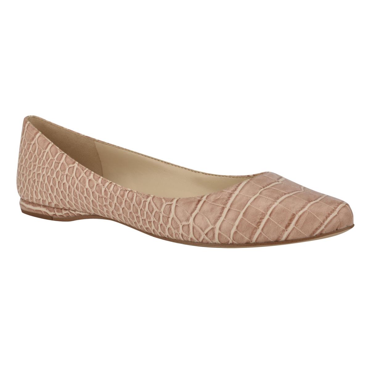 Pink / Snake Women's Nine West Speakup Almond Toe Ballet Flats | ZCOG59823