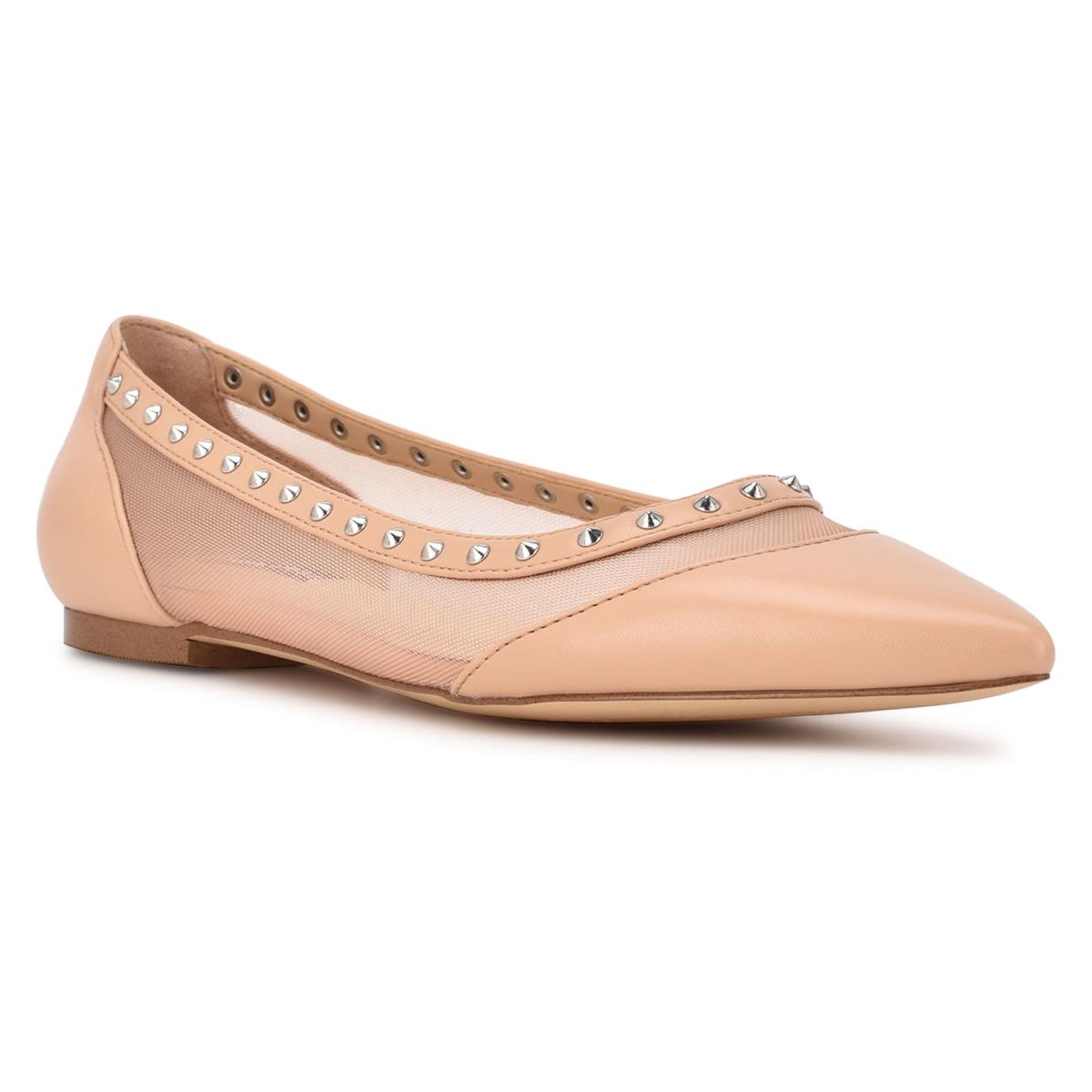 Pink Women's Nine West Bizzie Pointy Toe Ballet Flats | MVWJ72401