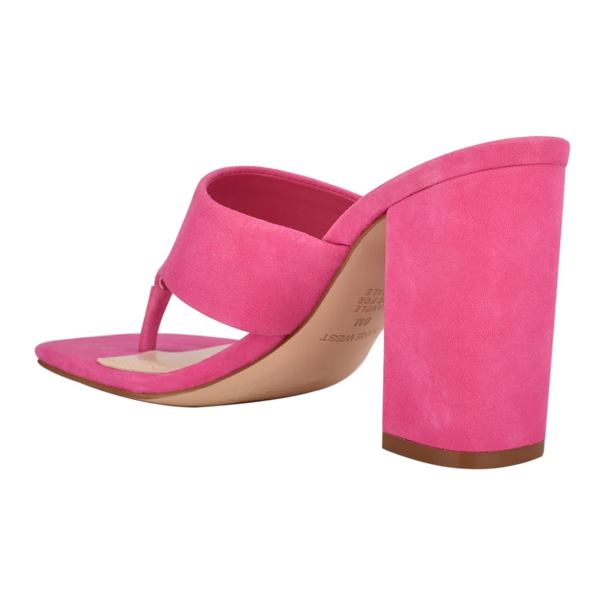 Pink Women's Nine West Gogo Block Heel Slide Sandals | JXFI41738