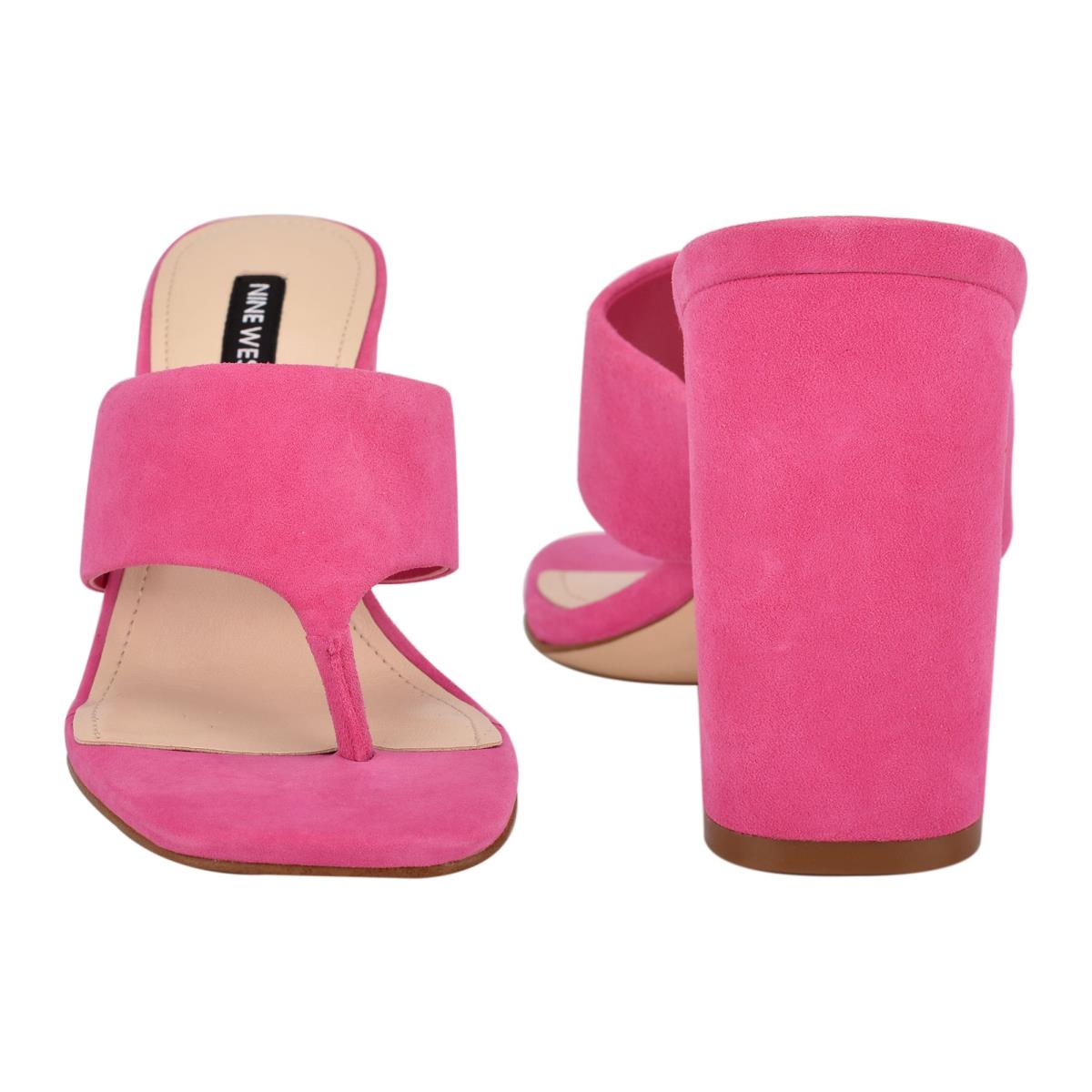 Pink Women's Nine West Gogo Block Heel Slide Sandals | JXFI41738