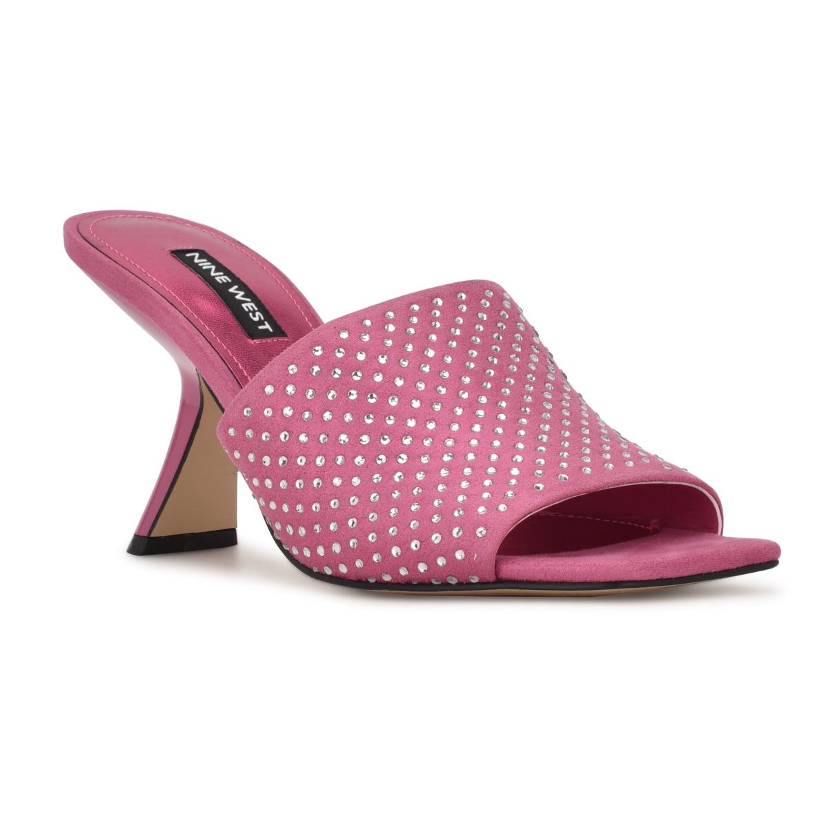 Pink Women's Nine West Partie Heeled Slide Sandals | PTVM05164