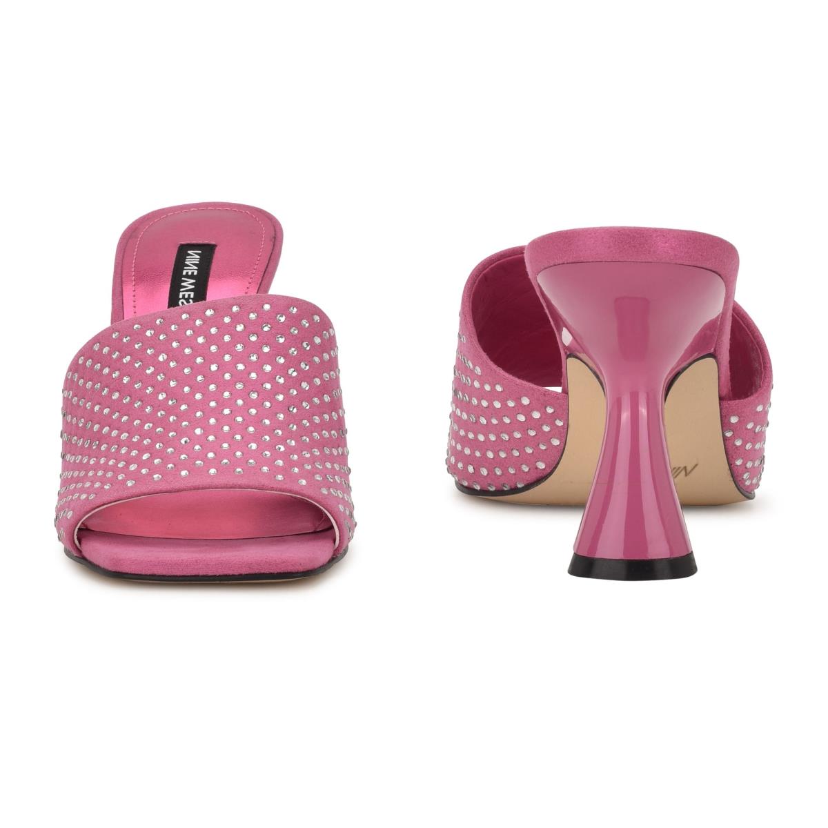 Pink Women's Nine West Partie Heeled Slide Sandals | PTVM05164