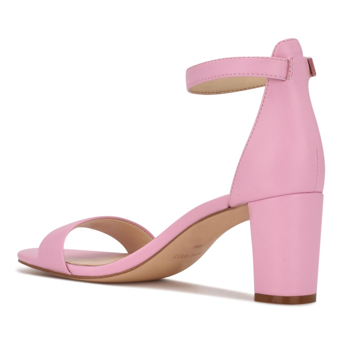 Pink Women's Nine West Pruce Ankle Strap Block Heels Sandals | JVZK21480