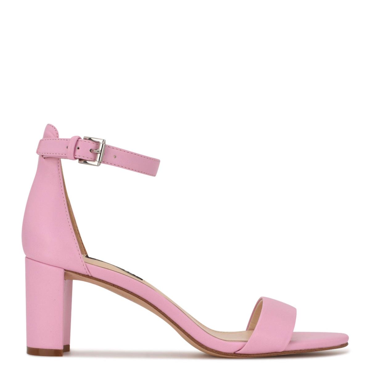 Pink Women\'s Nine West Pruce Ankle Strap Block Heels Sandals | JVZK21480