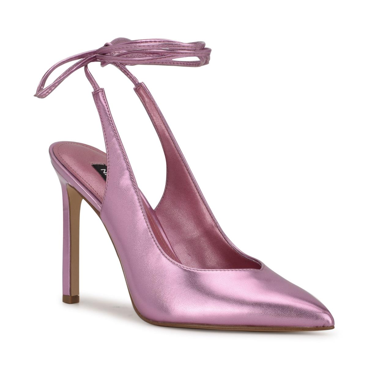 Pink Women's Nine West Talon Ankle Wrap Dress Pumps | IGTF93826