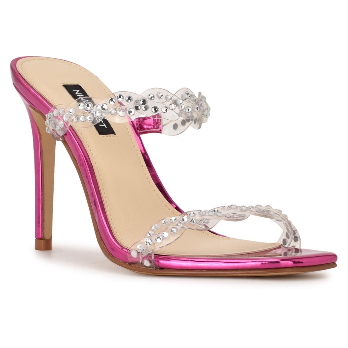 Pink Women's Nine West Ziggle Heeled Slide Sandals | MSWB61709