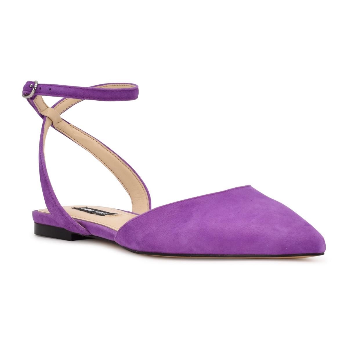 Purple Women's Nine West Briy Pointy Toe Ballet Flats | OFIJ94610