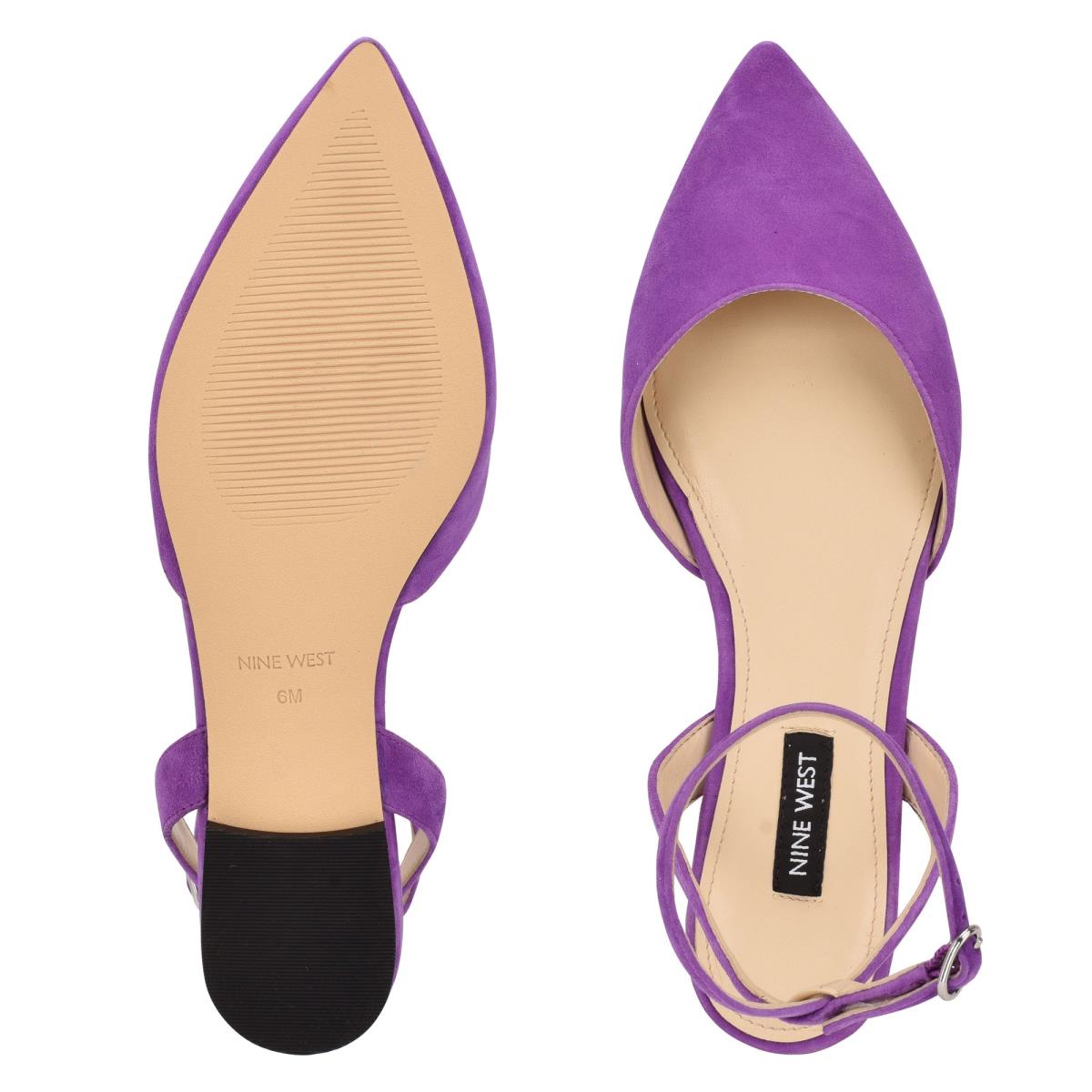 Purple Women's Nine West Briy Pointy Toe Ballet Flats | OFIJ94610