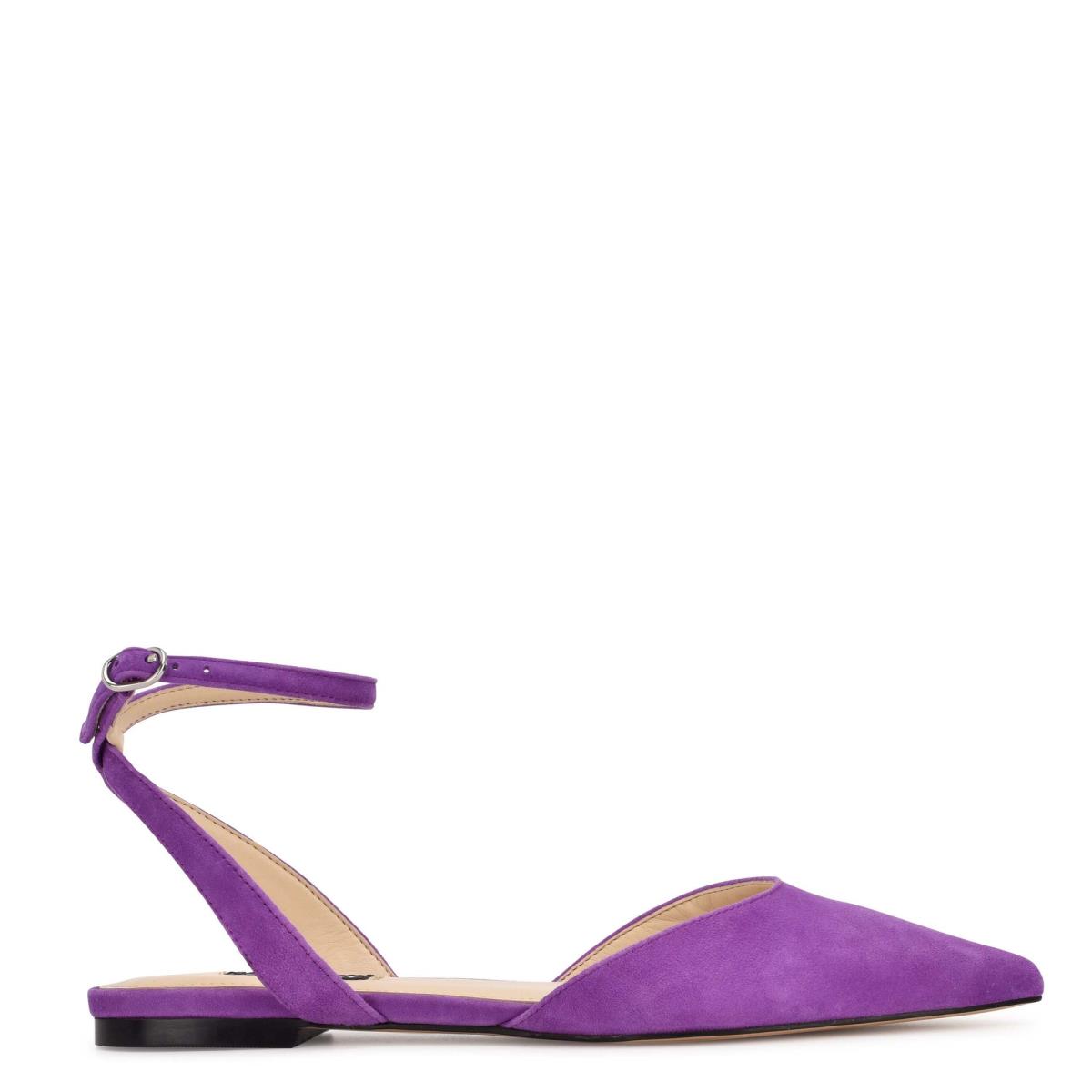 Purple Women\'s Nine West Briy Pointy Toe Ballet Flats | OFIJ94610