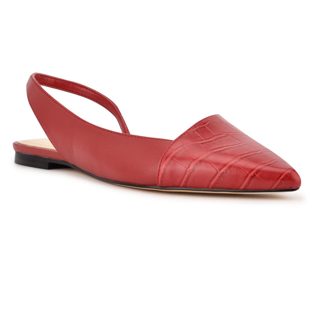 Red / Red Women's Nine West Beads Slingback Pointy Toe Flats | UNJP19250