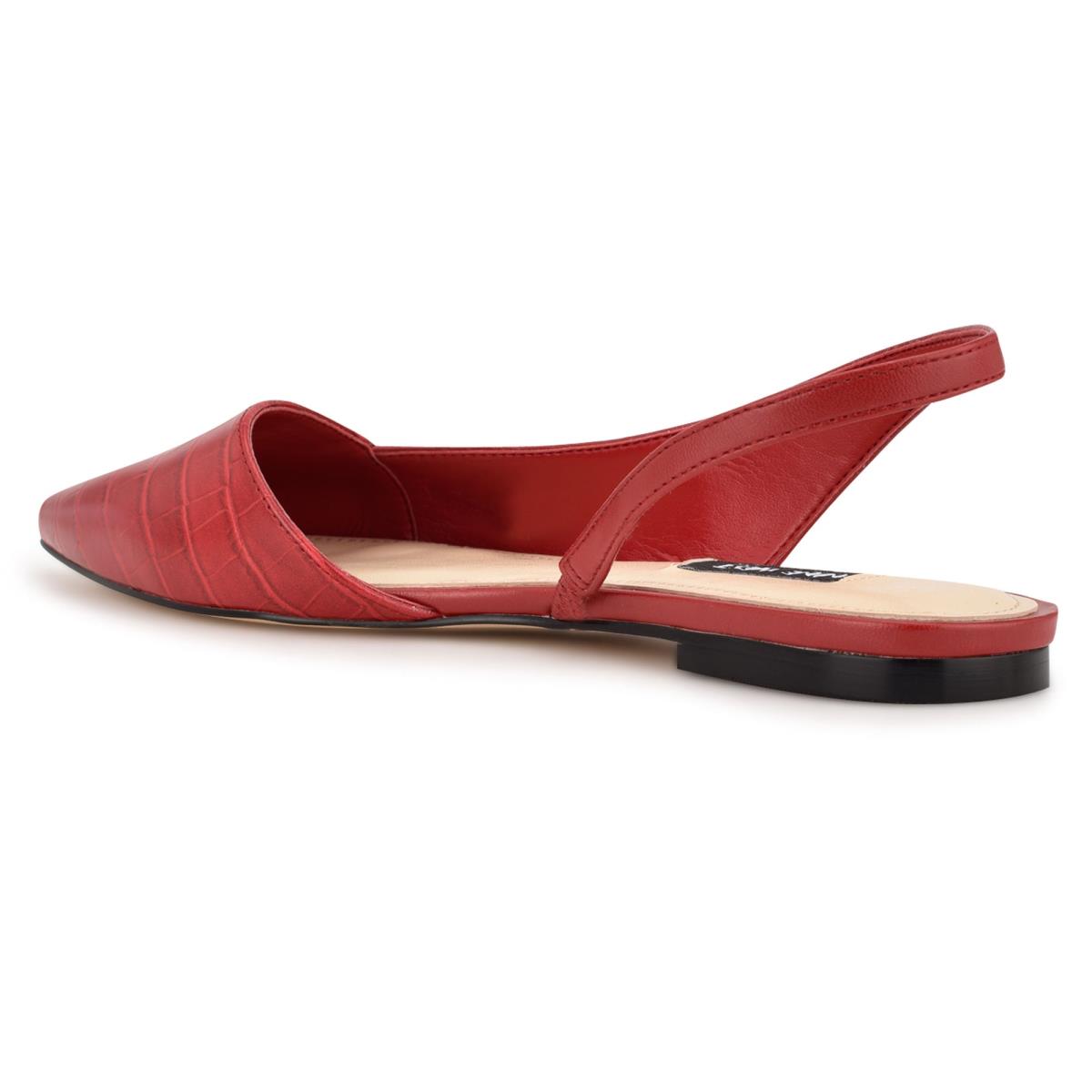 Red / Red Women's Nine West Beads Slingback Pointy Toe Flats | UNJP19250