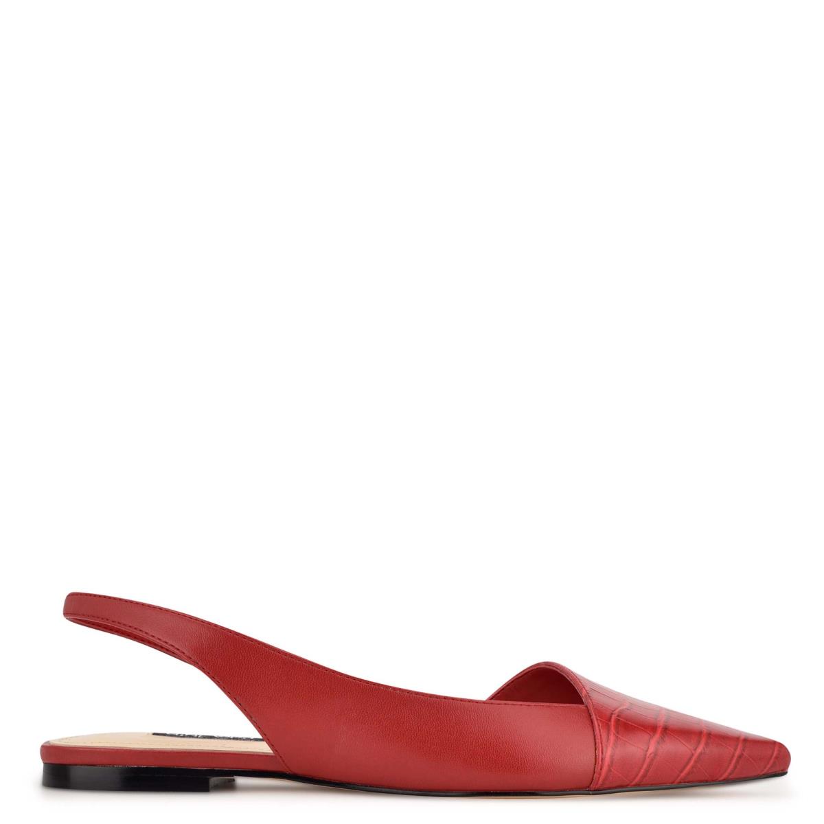 Red / Red Women\'s Nine West Beads Slingback Pointy Toe Flats | UNJP19250