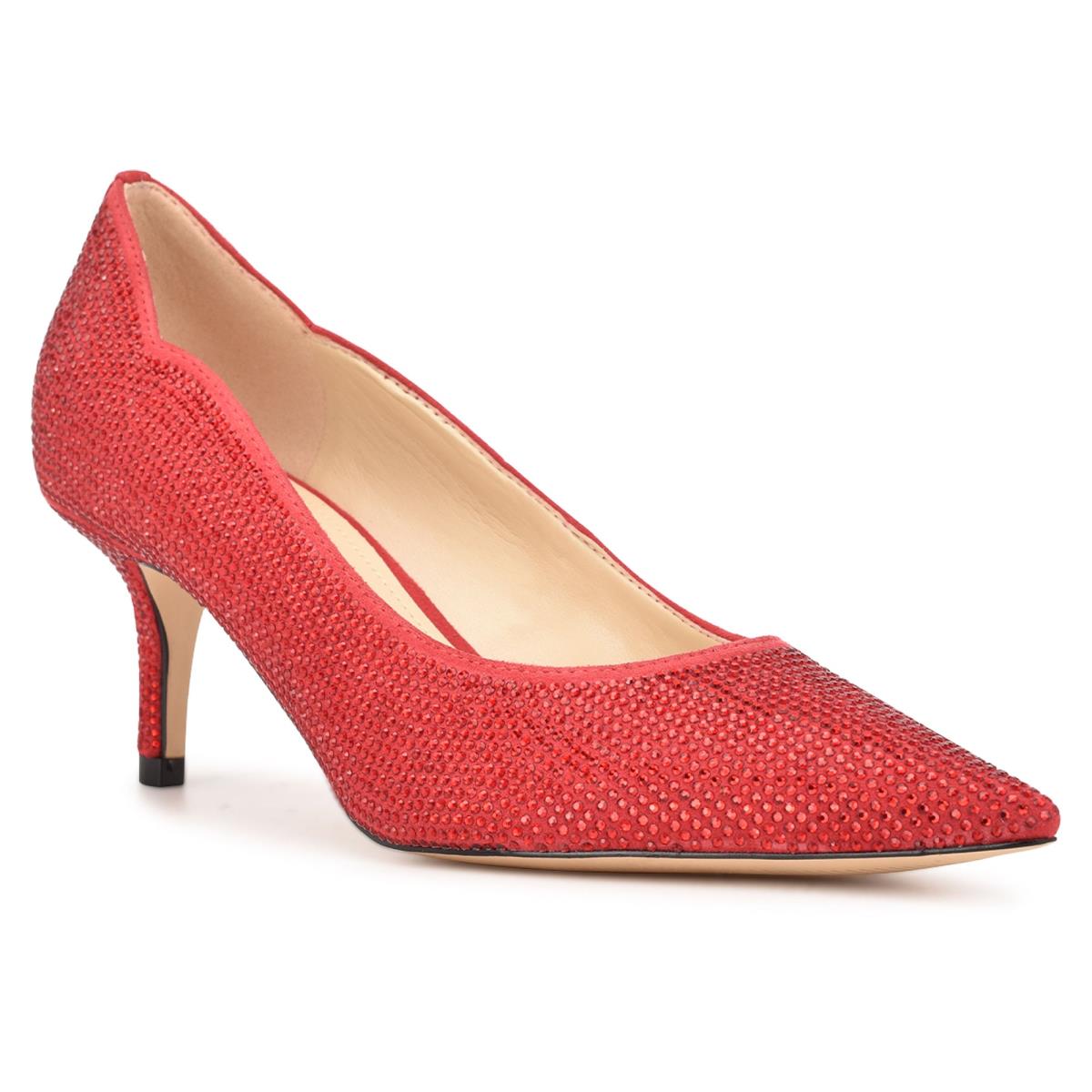 Red Women's Nine West Abaline Rhinestone Pointy Toe Pumps | KBRU16924