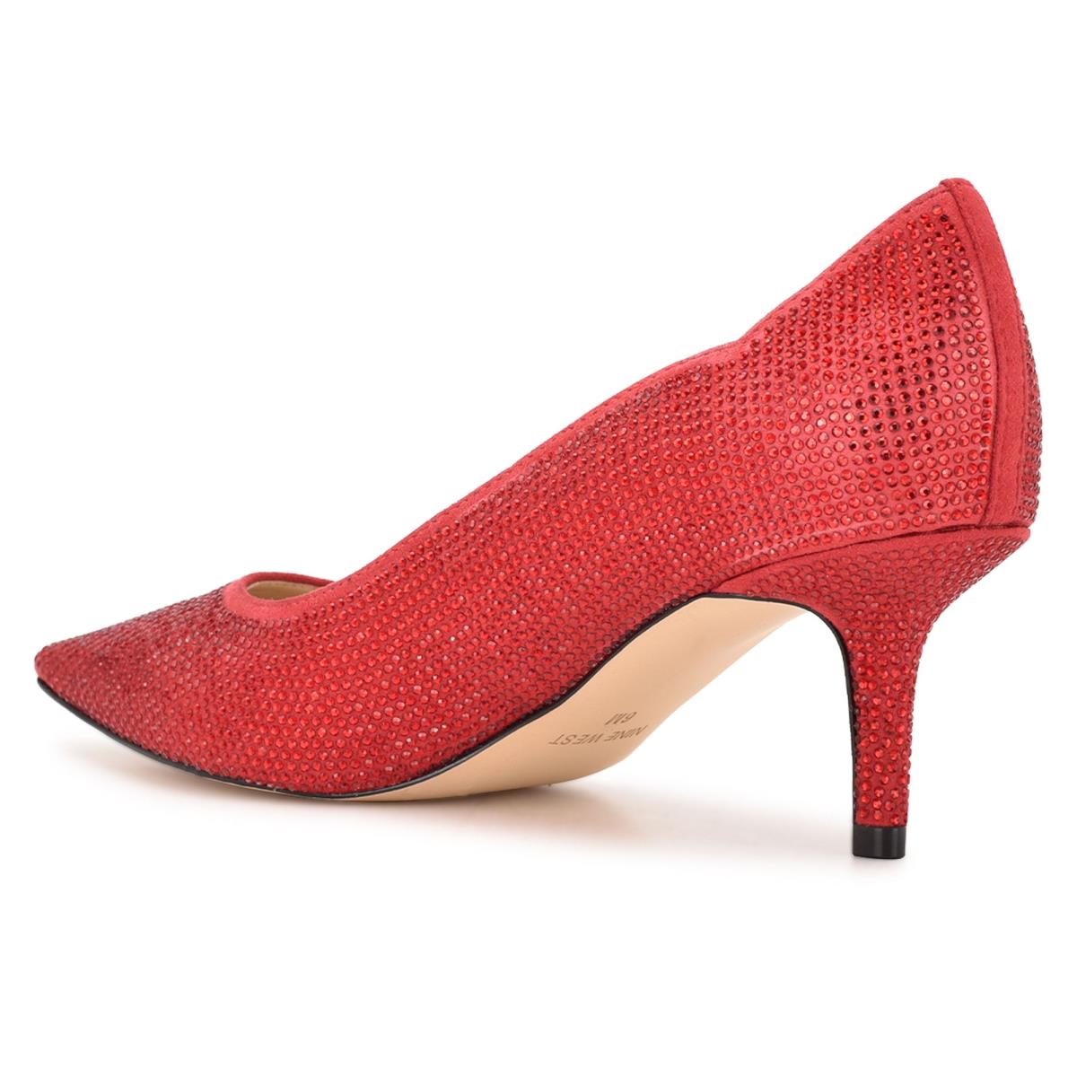 Red Women's Nine West Abaline Rhinestone Pointy Toe Pumps | KBRU16924