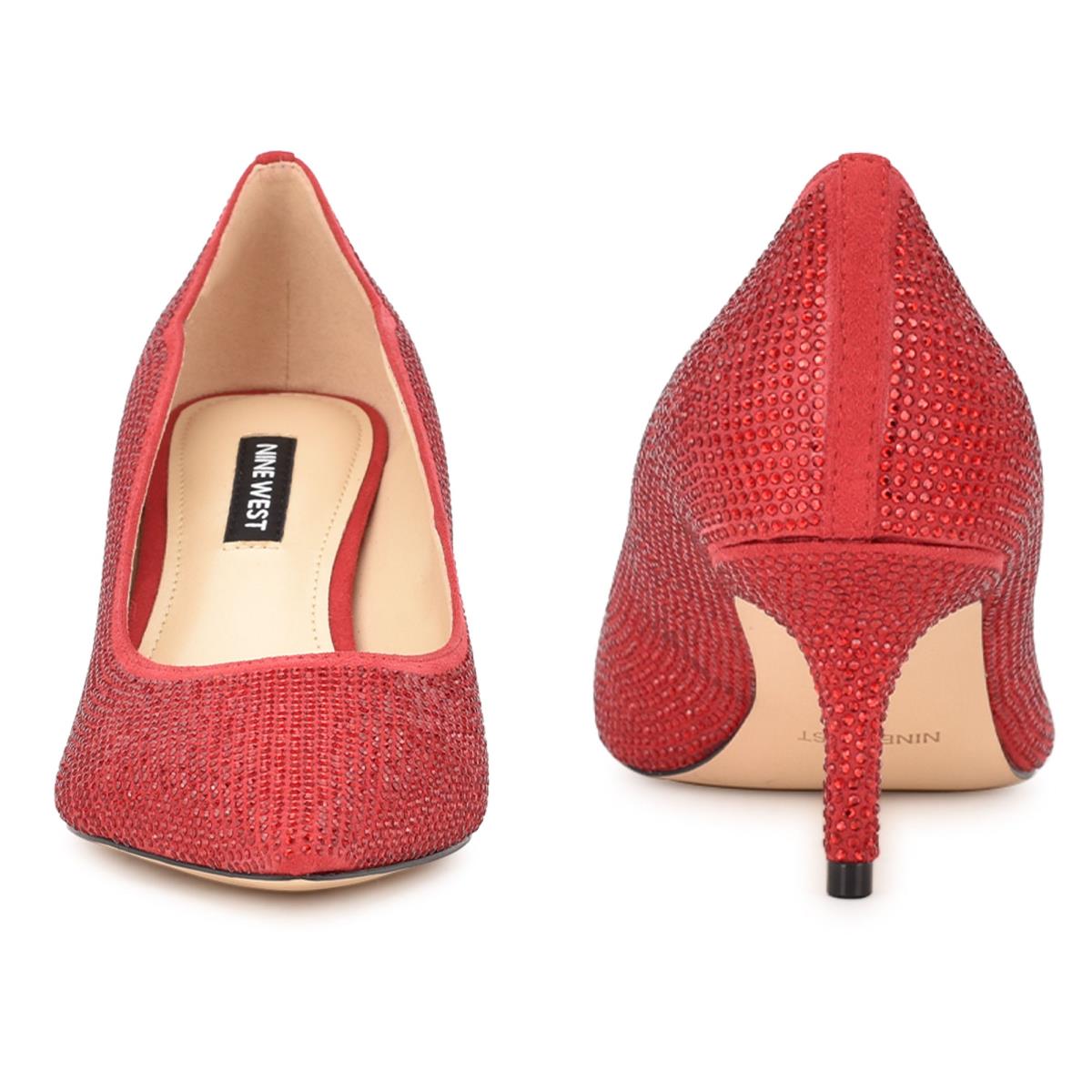 Red Women's Nine West Abaline Rhinestone Pointy Toe Pumps | KBRU16924