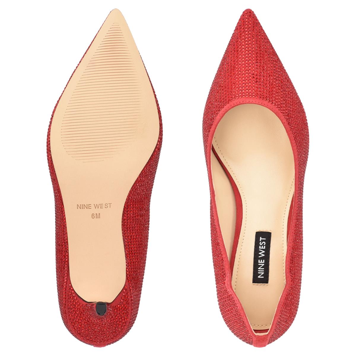 Red Women's Nine West Abaline Rhinestone Pointy Toe Pumps | KBRU16924