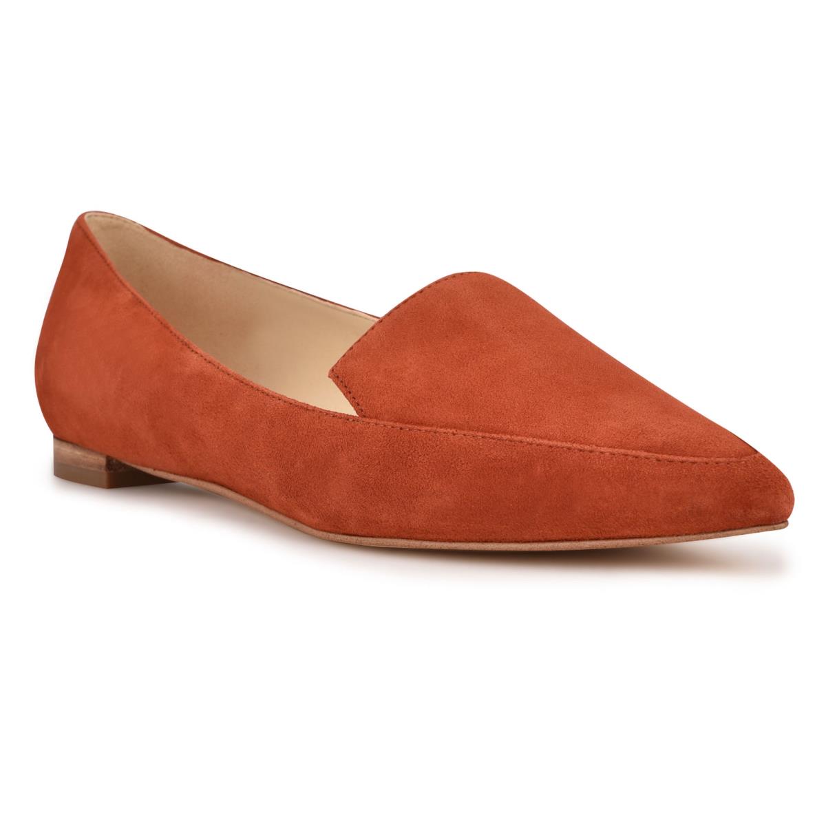 Red Women's Nine West Abay Smoking Flats | IWXQ51326