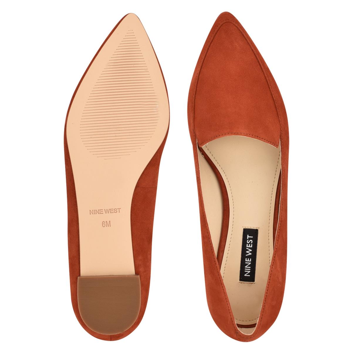 Red Women's Nine West Abay Smoking Flats | IWXQ51326