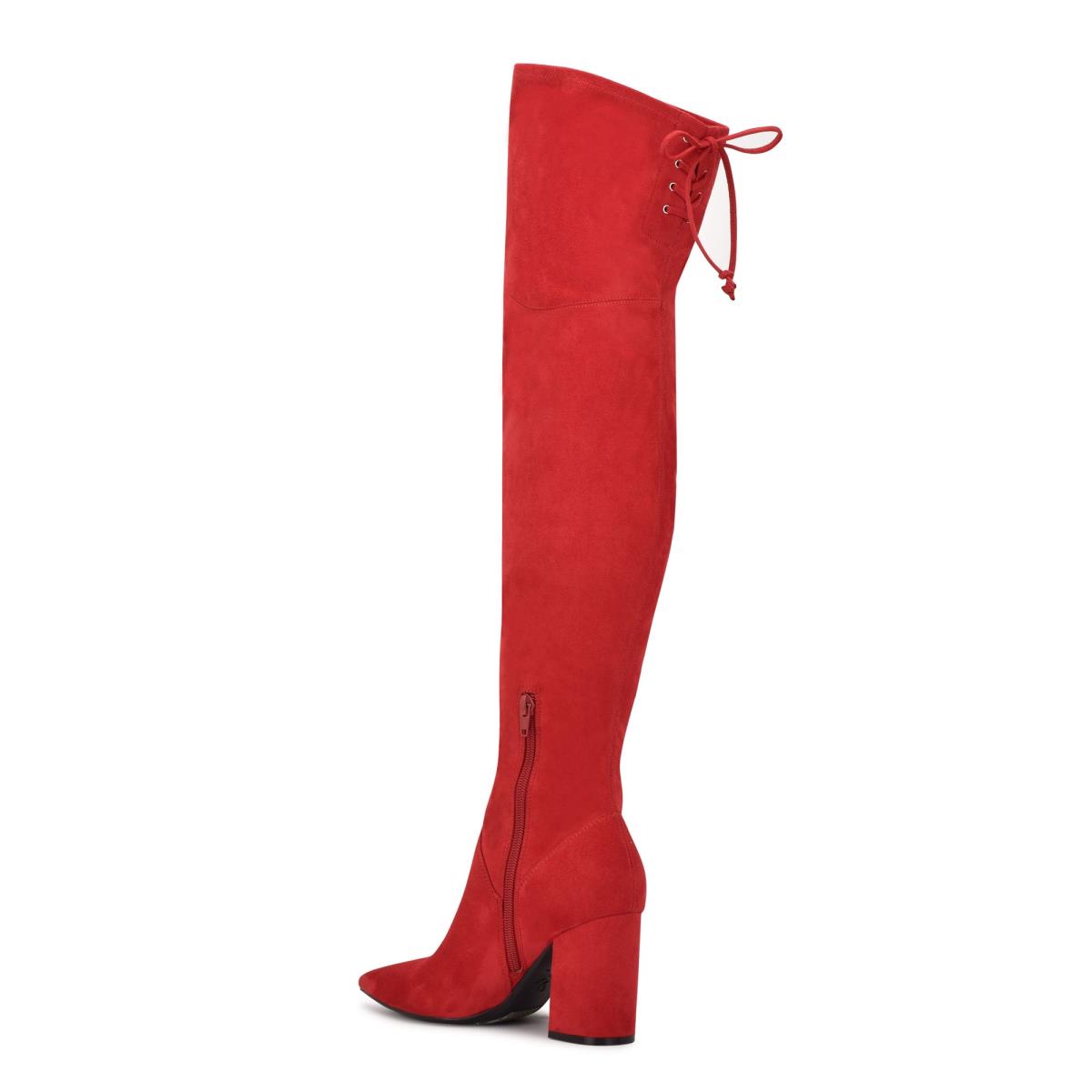 Red Women's Nine West Ceeya 9x9 Over The Knee Heeled Boots | JYAU71493