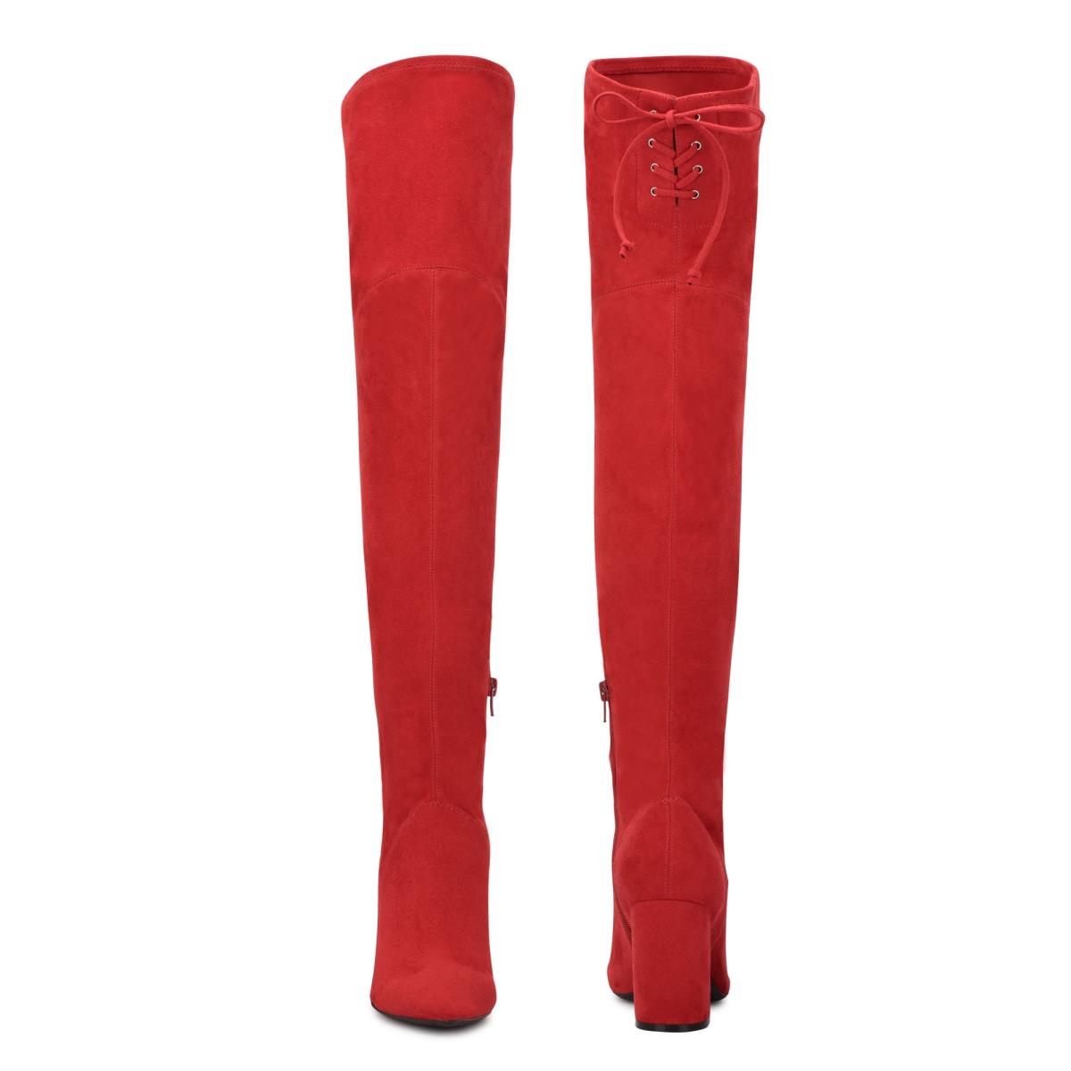 Red Women's Nine West Ceeya 9x9 Over The Knee Heeled Boots | JYAU71493