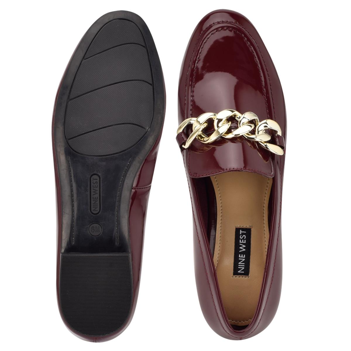 Red Women's Nine West Chain Slip-On Loafers | JKNM53264