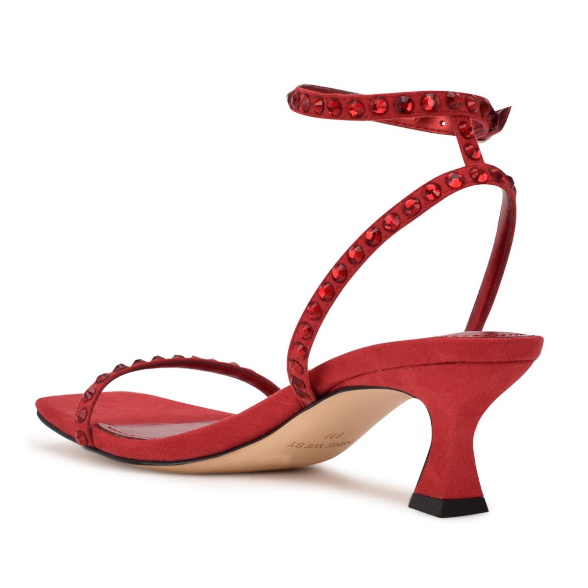 Red Women's Nine West Giena Ankle Strap Dress Sandals | RNYB86459